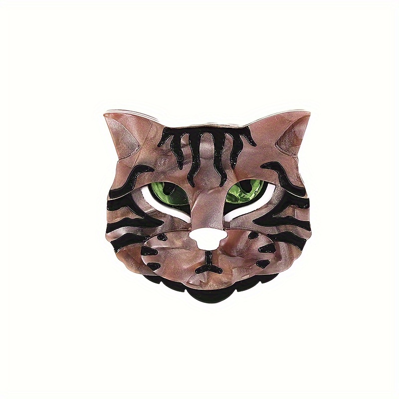 Handcrafted Acrylic Cat Animal Brooch, Holiday Gift